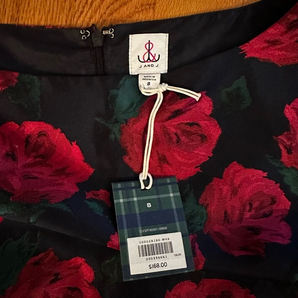 Janie & Jack  Mommy & Me Edition Navy Dress with Dark Pink Roses, Size 8 - Picture 2 of 3